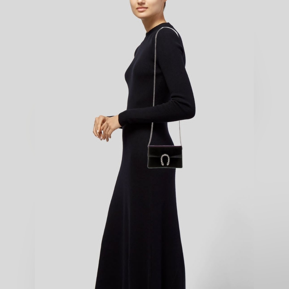 Gucci Velvet Super Mini Dionysus Crossbody Bag Black - Picture 5 of 12